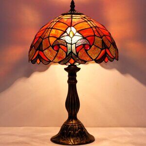 Tiffany Style Lamp Red Liaison Handcrafted Stained Glass Table Lamp